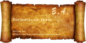 Berbenicza Anna névjegykártya